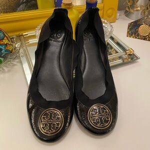 Tory Burch Caroline Black Patent Ballet Flats